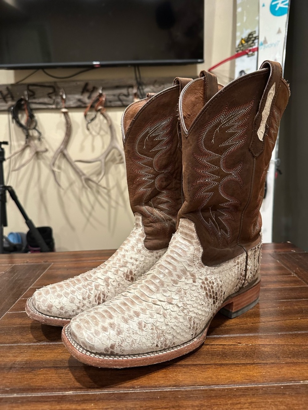 Men's Brown & Cream Exotic Leather Western Boots